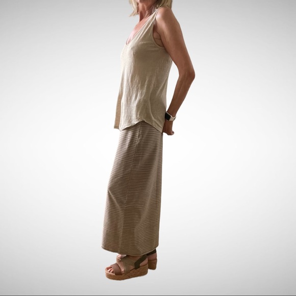 Life is Good Maxi Skirt Tan with Brown Stripes S - Picture 5 of 6